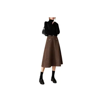 Mo Han Yi Mei Casual Long Skirts Women's Dark Coffee