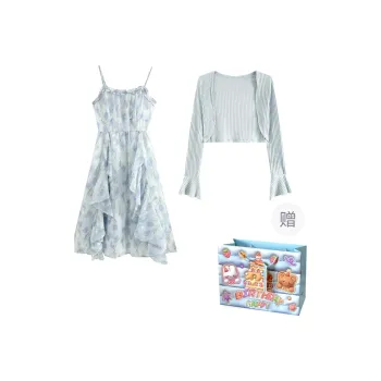 QUIET ANGEL Two Piece Skirt Sets Women's Dress+Cardigan Shopping Bag