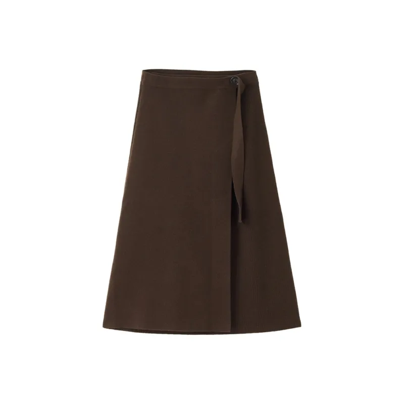 UNIQLO Casual Long Skirts Women's Dark Coffee-0