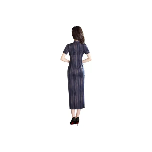 ENEESSI Spring Summer Release Cheongsam Women's Dark Blue