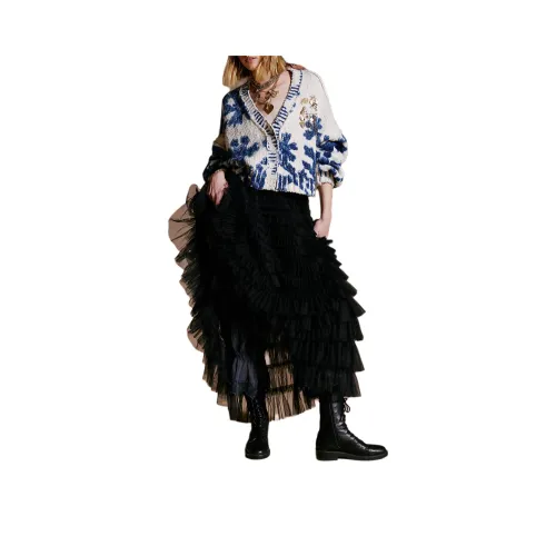 FREE PEOPLE Return Of The Ruffle Maxi Slip Skirt Casual Long Skirts Women's Black