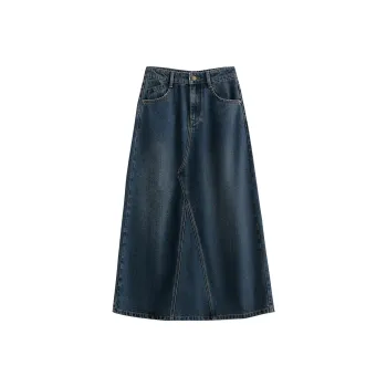 Initial Language Casual Long Skirts Women's Teal