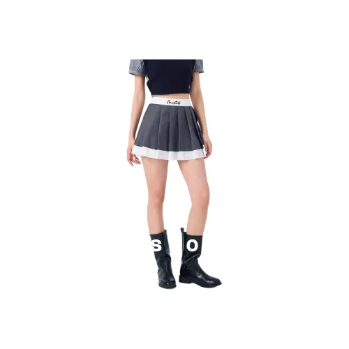 MUSTOFF Casual Short Skirts Women's Gray