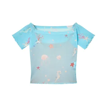 ELF SACK T Shirts Women's Coral Orange Blue