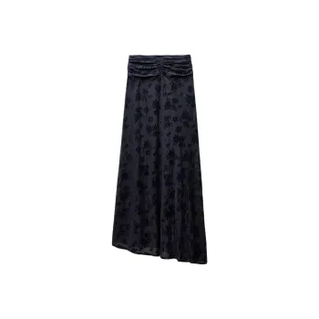 ZARA Casual Long Skirts Women's Dark Blue