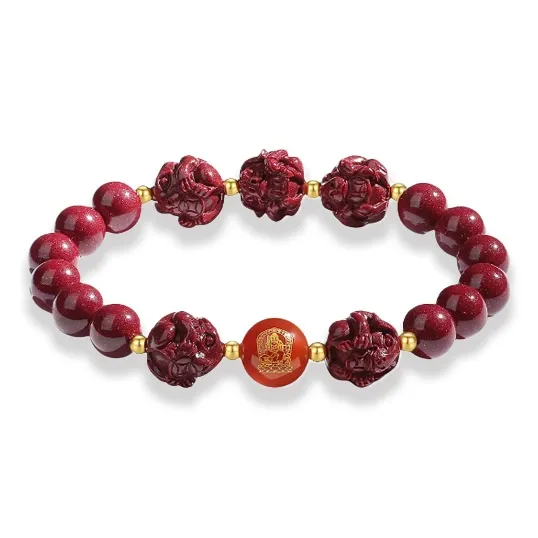 GIRATI Reconstructed Cinnabar Jade Bracelets Unisex-6