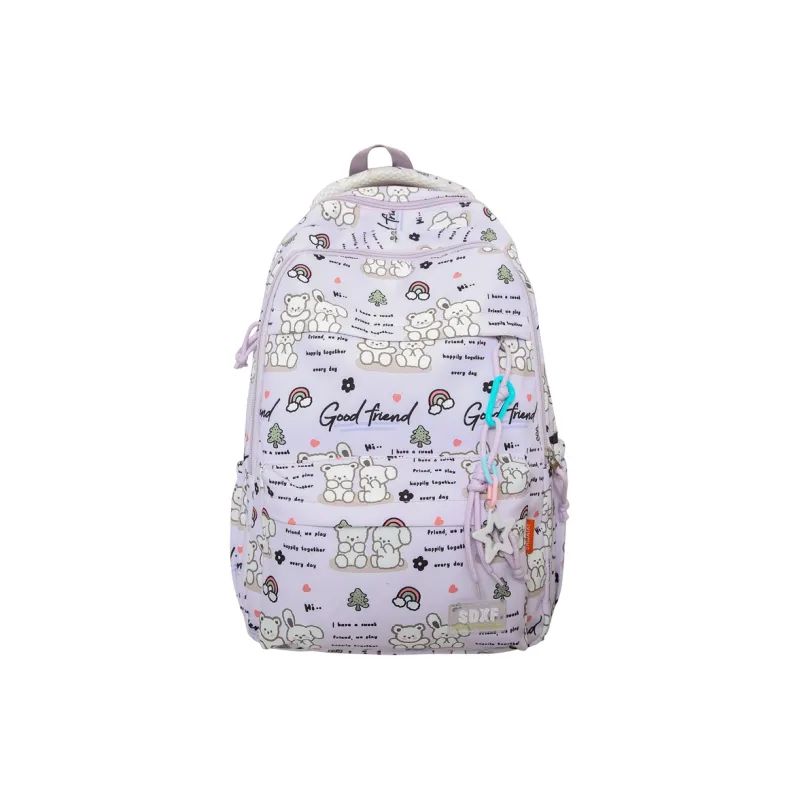 Yalu Nylon Backpack Regular Unisex Black/Purple/Green/Blue/Pink/White-14