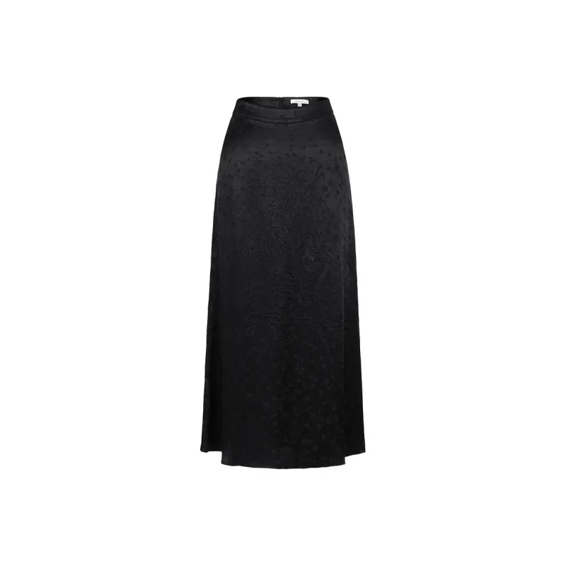 JZ. ANNAKRO Casual Long Skirt Women's Plain Black-0