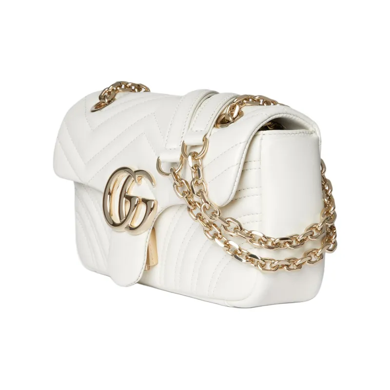 GUCCI GG Marmont Lambskin Shoulder Bag Trumpets Women's White-1