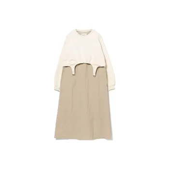 Beams Two Piece Skirt Sets Women's Clothing Sets Beige+White
