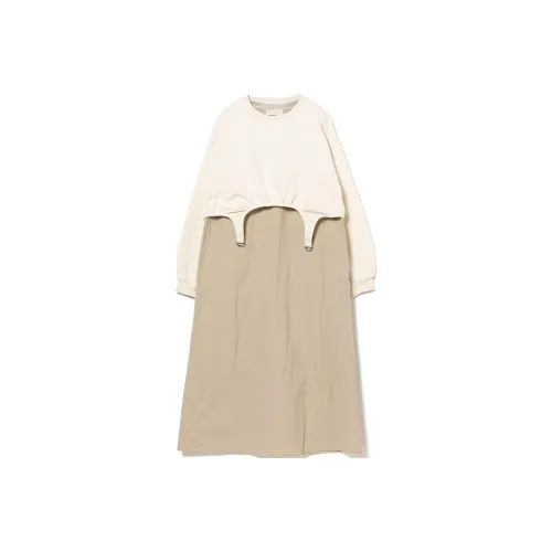 Beams Two Piece Skirt Sets Women's Clothing Sets Beige+White