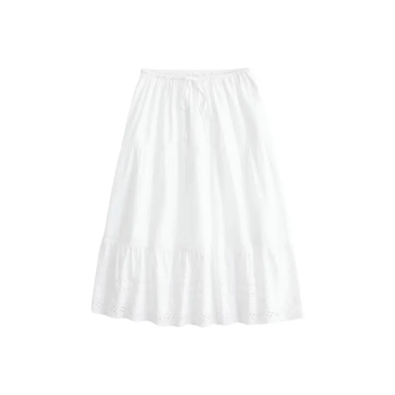 Hollister Casual Long Skirts Women's White-0
