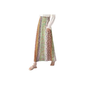 Cypress House Casual Long Skirt Women's Green Floral