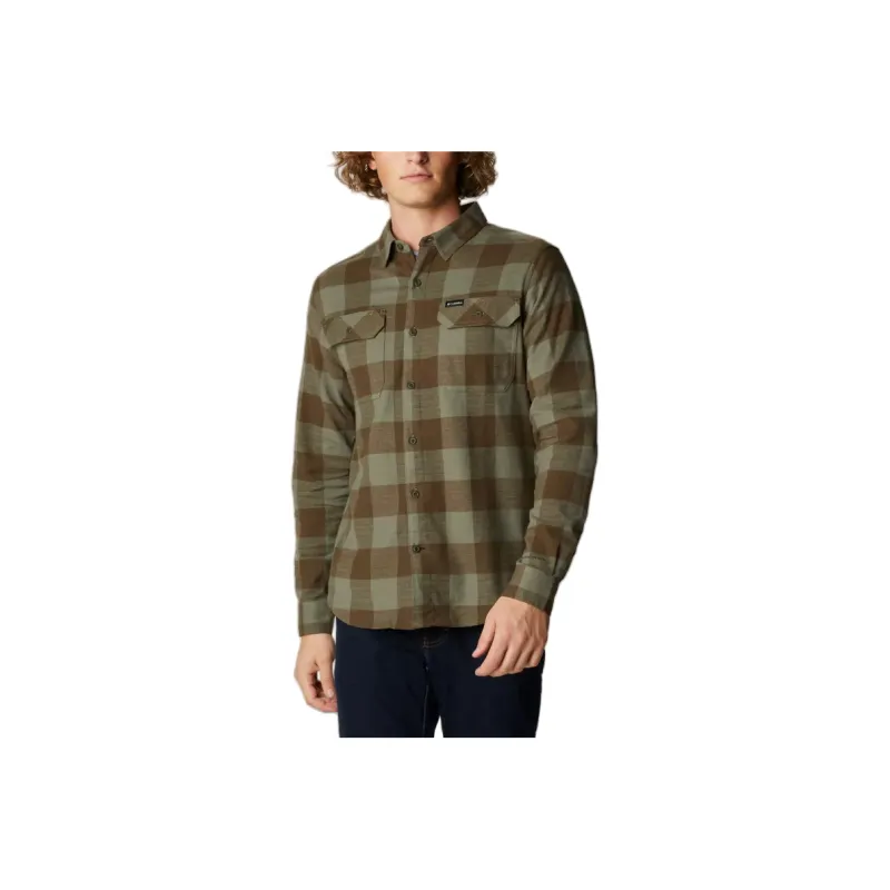 Columbia Shirt Men's Stone Green Twill Buffalo Plaid-0