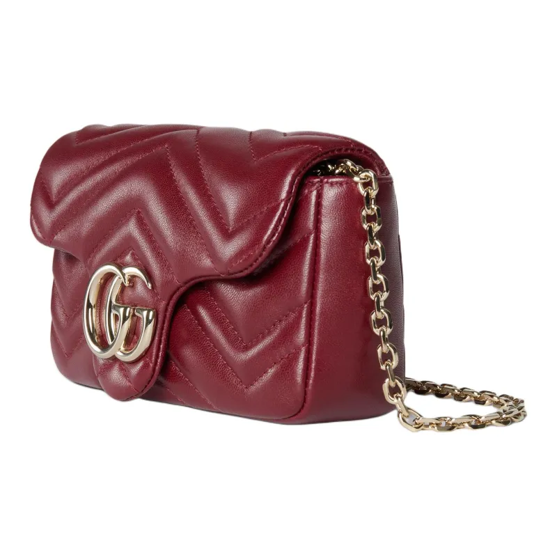 GUCCI GG Marmont Lambskin Shoulder Bag Mini Women's Burgundy-1