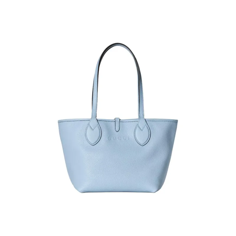 GUCCI Grain Leather With GG Canvas Tote Bag, Shopping Bag, Shoulder Bag, Handbag Small Size Women's Sky Blue-0