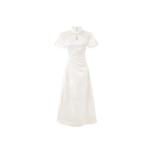 Blovelan Cheongsam Women's Crane Apricot; Dress