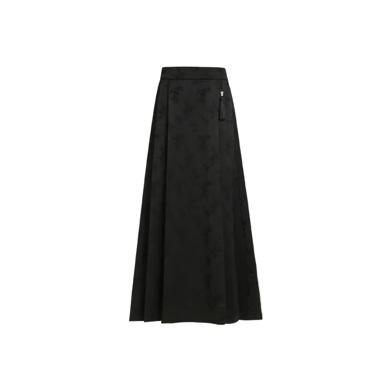 ZXZA Casual Long Skirts Women's Black-0