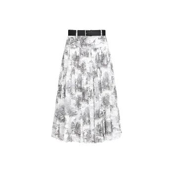 DIOR FW24 Casual Long Skirt Women's White Black