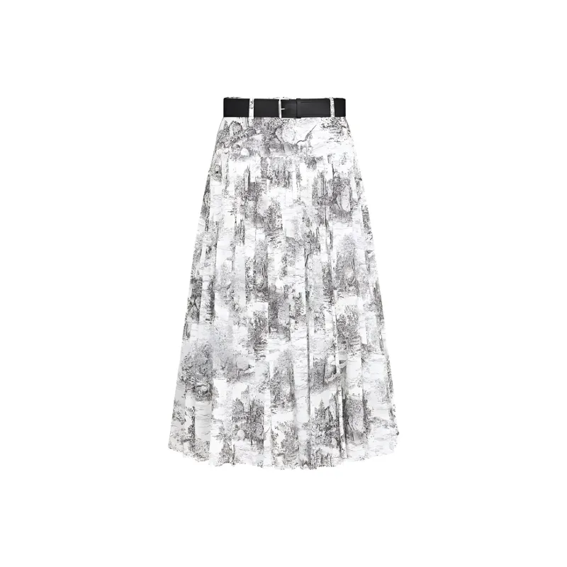 DIOR FW24 Casual Long Skirt Women's White Black-0