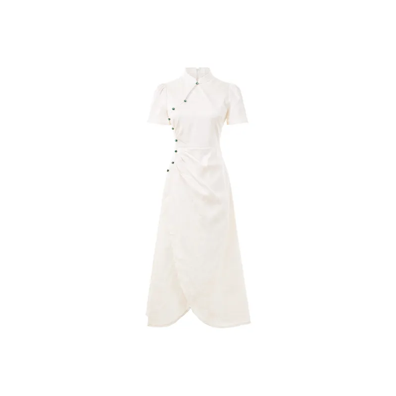 Blovelan Cheongsam Women's Moonlight Apricot; Dress-0