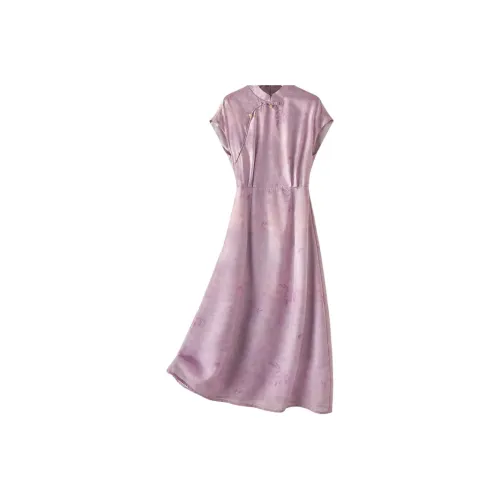 IHIMI Cheongsam Women's Phoenix Hyacinth Purple