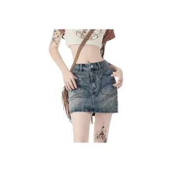 Kazakhstan Denim Short Skirts Women's Vintage Blue