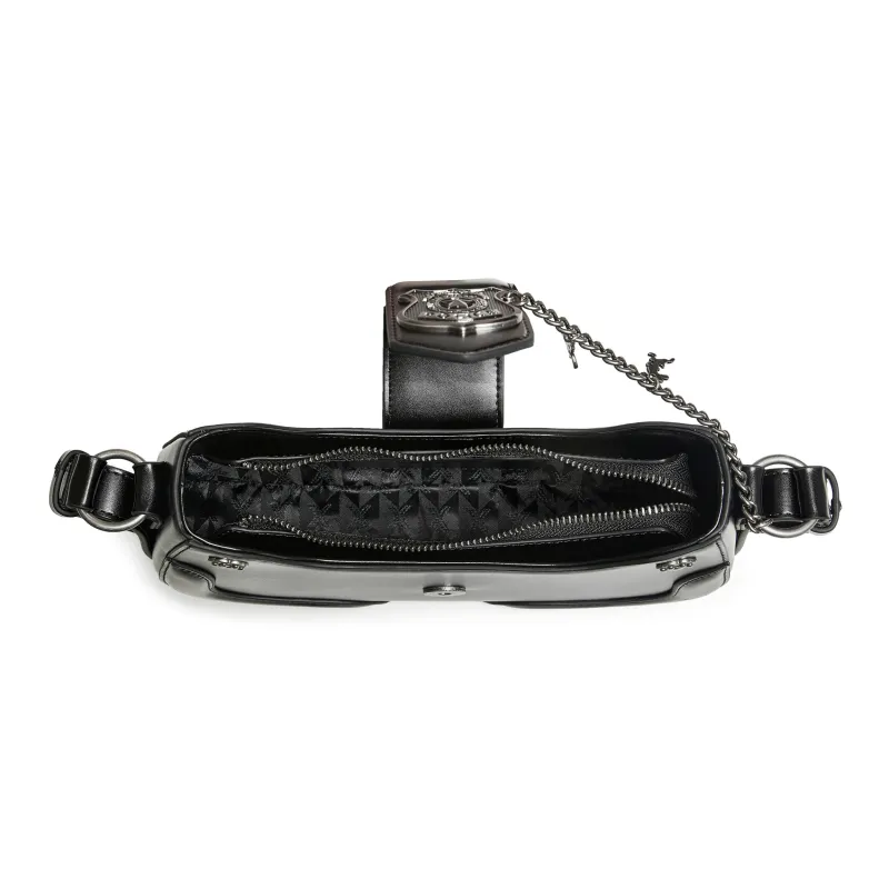 Teenmix X Disney, Collaboration Artificial Leather Shoulder Bag Medium Size Unisex Truffle Black-2