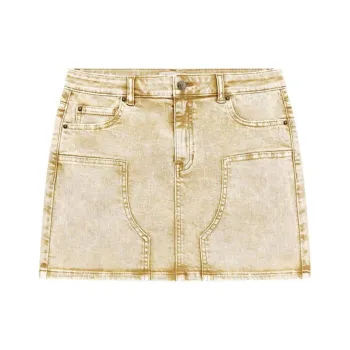 GUESS Denim Short Skirts Women's Yellow