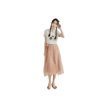 ZIHAN Casual Long Skirt Women's Crimson Glow
