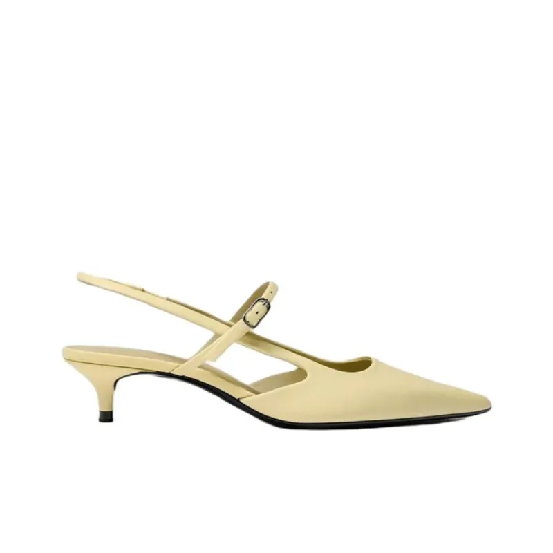 ZARA Slim Heel High Heels 5cm Women's Beige Yellow-1