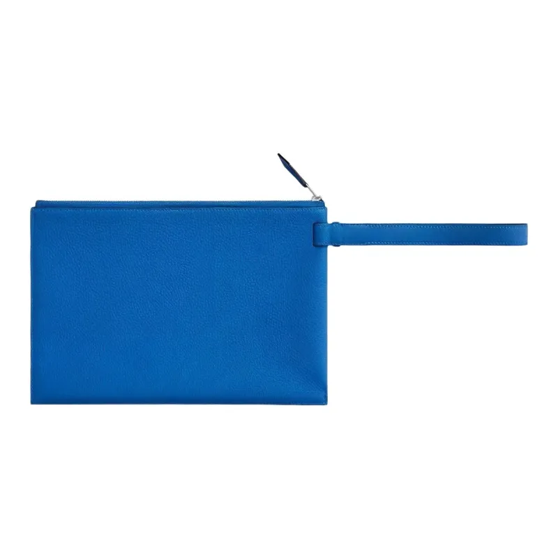 HERMES Cabavertige Togo Calfskin Clutch Men's I7 Bleu Zellige Mosaic Blue-1
