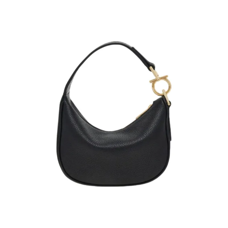 FERRAGAMO Cow Leather HOBO Shoulder Bag Mini Women's Black-2