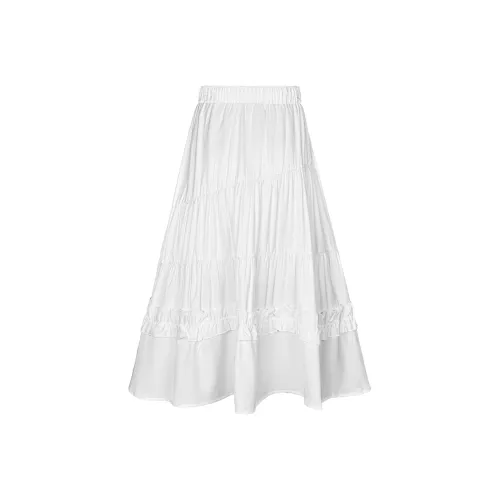 NTOT Casual Long Skirts Women's White