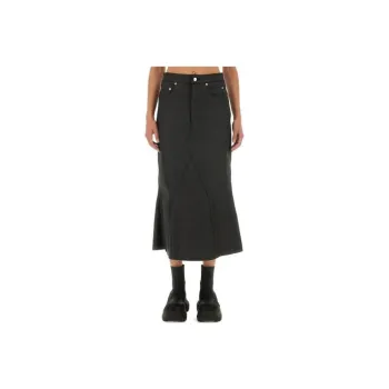 RICK OWENS Flared Midi Denim Skirt