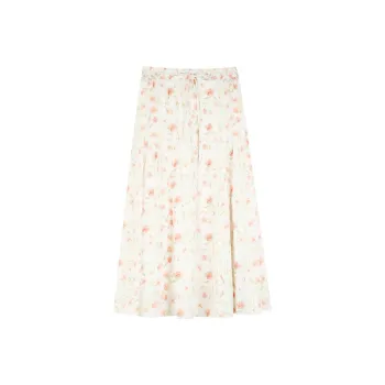 SOLIGHTER Casual Long Skirt Women's Watercolor Flower