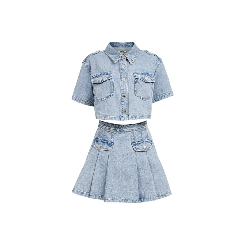 ONLY Skirt Set Women's Washed Denim Blue-0