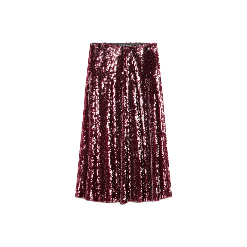 ZARA Valentine's Day Collection SS25 Casual Long Skirts Women's Red-0