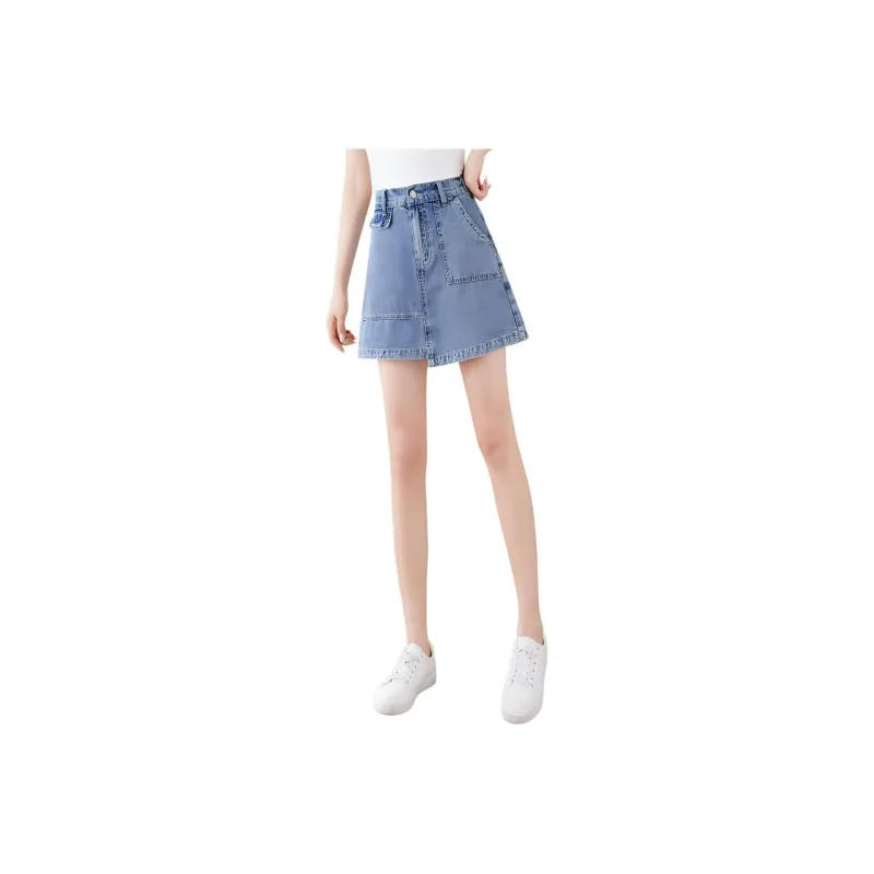 Mo Han Yi Mei Denim Short Skirts Women's Denim Blue-0