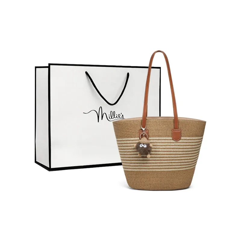 MILLIE'S Fabric Portable Underarm Shoulder Bag, Tote, Shopping Bag Regular Women's Brown-0