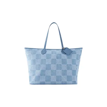LOUIS VUITTON Nevereverfull Cotton Canvas Shoulder Bag Women's Blue