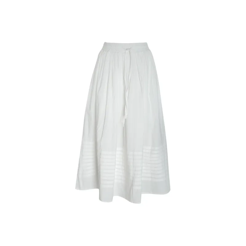 Little Pull Casual Long Skirts Women's White-0