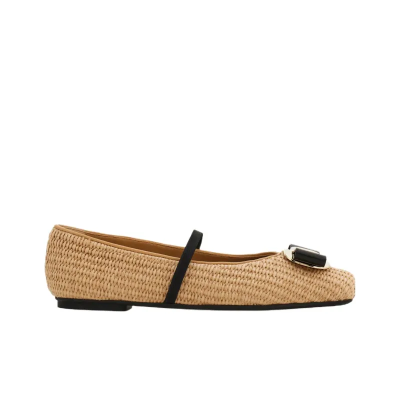 FERRAGAMO Vara Casual Single Shoes Women's Beige-1
