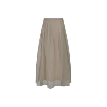 Brunello Cucinelli High Waist Pleated Midi Skirt