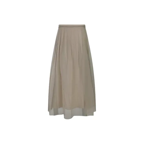 Brunello Cucinelli High Waist Pleated Midi Skirt
