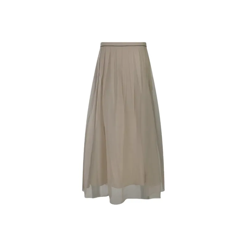 Brunello Cucinelli High Waist Pleated Midi Skirt-0