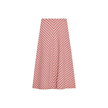 ZARA Casual Long Skirts Women's White/Red