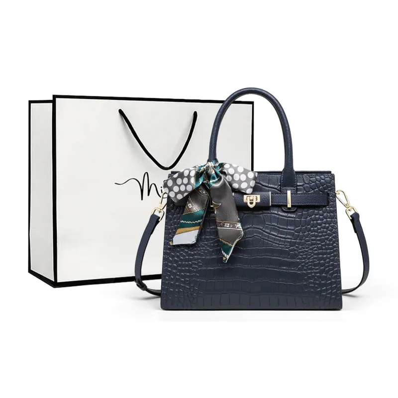 MILLIE'S Cow Leather Shoulder Bag, Crossbody Bag, Handbag Regular Women's White/Blue-6