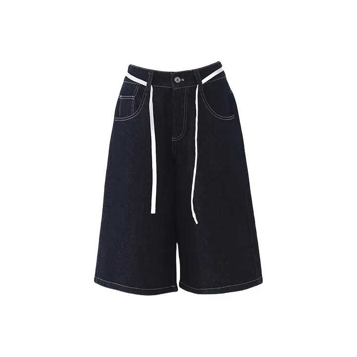 Rose Denim Shorts Women's Dark Blue-0