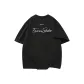 Black with White Text Embroidery